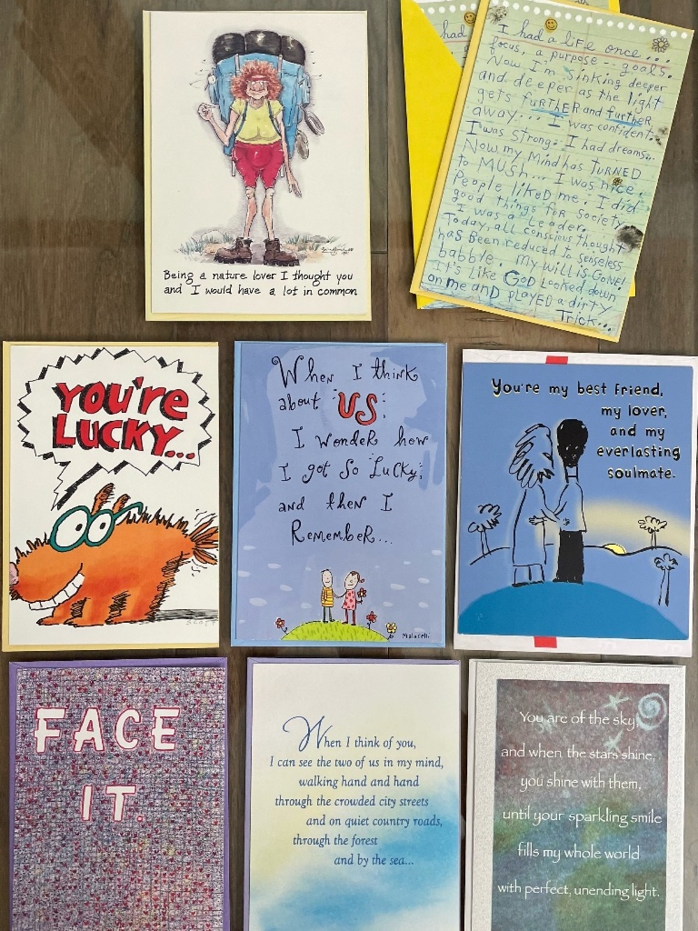 Mixed Set of 9 Funny Romantic Greeting Cards